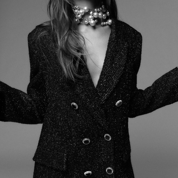 Zara Black Textured Blazer - Picture 8 of 12